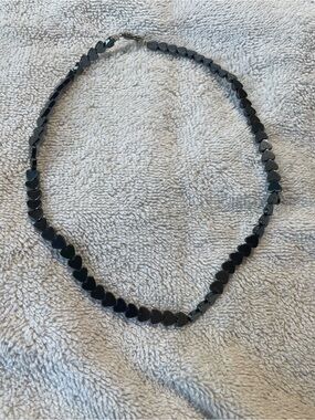 Heart-Link Hematite Bead Necklace - Black